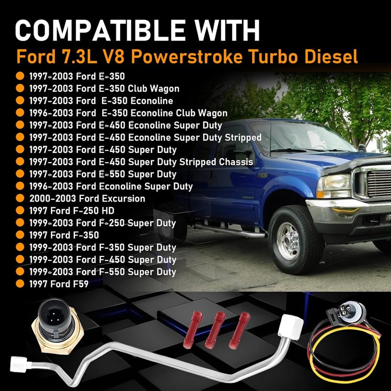 Gagsu Exhaust Back Pressure EBP Tube Sensor and Wire 1C3Z9D477AA 598-114 1840078C1 Compatible with Ford 7.3L Powerstroke Diesel 1998-2003 - Image 2